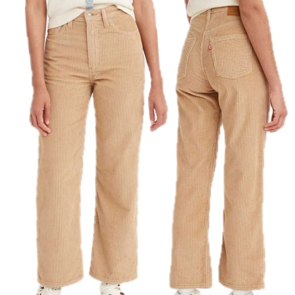 NWT Levi’s Ribcage Straight Ankle High Waist Granola Tan Beige Corduroy Pants - Picture 1 of 8